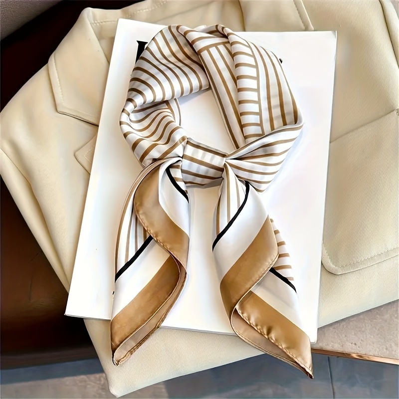 Scarf Silk Square - แบรนด์หรูผ้าไหมลาย Designer ผ้าพันคอผ้าพันคอผู้หญิงผมวงผ้าพันคอสแควร์ซาติน Lady Wrap Headband