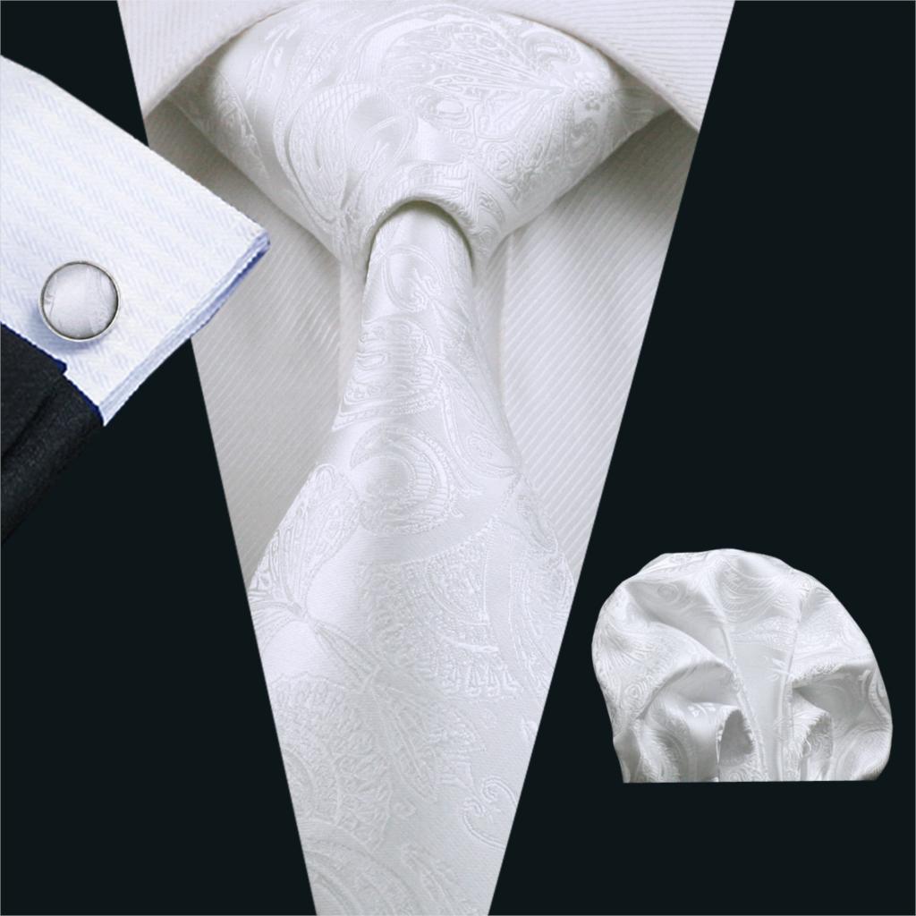 Silk Tie Striped - FA-393 ชาย Tie สีขาว Paisley ผ้าไหม