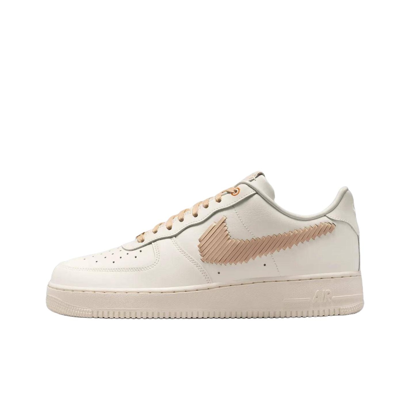 Nike Shoes Air Force 1 - ไนกี้ แอร์ ฟอร์ซ 1 รองเท้าสเก็ตบอร์ดหนังสังเคราะห์สำหรับผู้ชาย สีขาว-คาคีอ่อน
