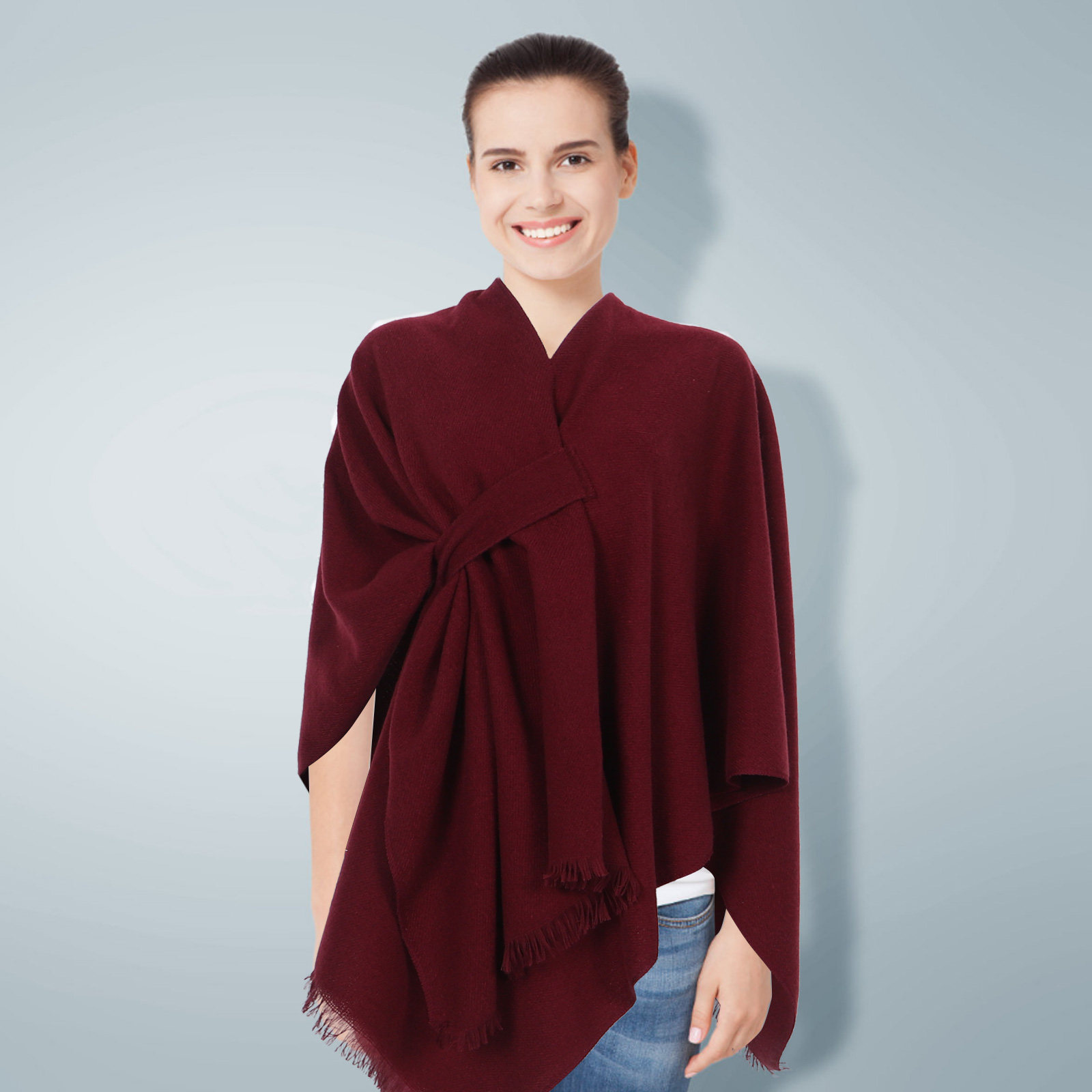 ผ้าคลุมไหล่พู่สีพื้น หนา อบอุ่ - Stole Wedding Shawl บทวิจารณ์และราคา